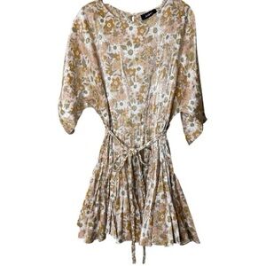 Aakaa Beige and Yellow Floral Dress size medium but fits like a large